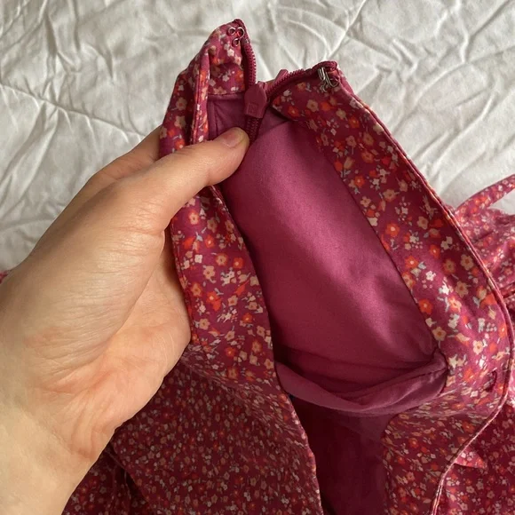 American Eagle Pink Ditsy Flowers Strapless Dress - Picture 7 of 13